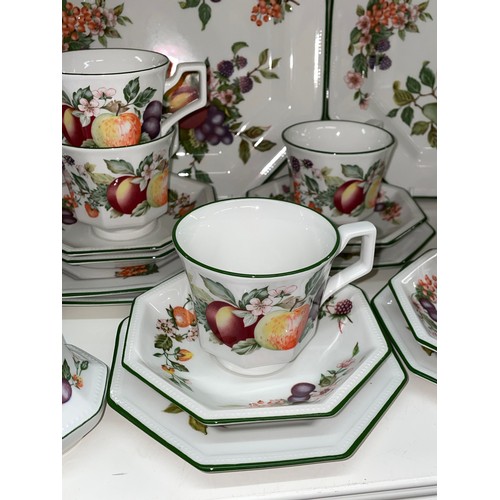 169 - SUMMER FRUIT PATTERN OCTAGONAL TEA SERVICE AND DINNER PLATES