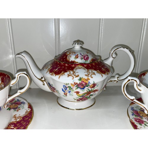 172 - PARAGON ROCKINGHAM BATCHELORS TEAPOT, TEACUPS, SUGAR BOWLS AND TWIN HANDLED DISHES