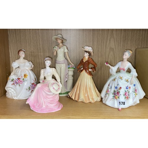 178 - ROYAL DOULTON DIANA AND MARILYN, COAL PORT LADIES OF FASHION, JOAN, AND LADY IN LACE FIGURE GROUPS