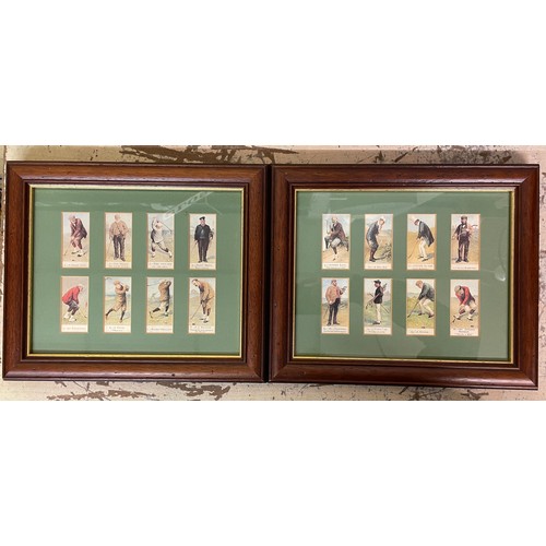 401 - PAIR OF MOUNTED GOLFING PRINTS IN THE STYLE OF CIGARETTE CARDS