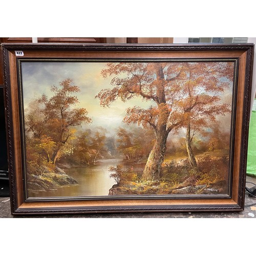 422 - 20TH CENTURY OIL ON BOARD OF AN AUTUMNAL LANDSCAPE SIGNED C. INNESS FRAMED