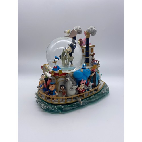 268 - DISNEY MICKEYS 75TH ANNIVERSARY STEAM BOAT MUSICAL SNOW GLOBE