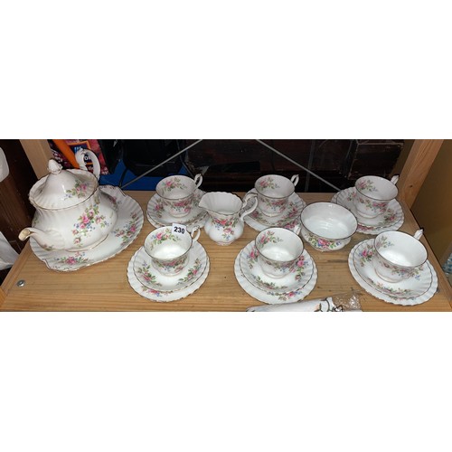 230 - ROYAL ALBERT BONE CHINA MOSS ROSE TEA SERVICE