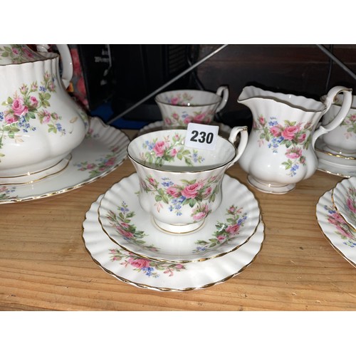 230 - ROYAL ALBERT BONE CHINA MOSS ROSE TEA SERVICE