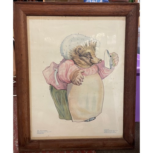 393 - FRAMED PRINT OF MRS TIGGY WINKLE BY BEATRIX POTTER FRAMED AND GLAZED