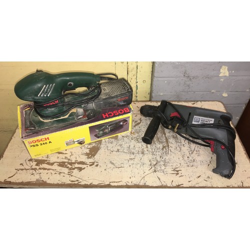 367 - PERFORMANCE TWO GEAR IMPACT DRILL, BOSCH SANDER, AND CASED SET OF SCREW DRIVERS