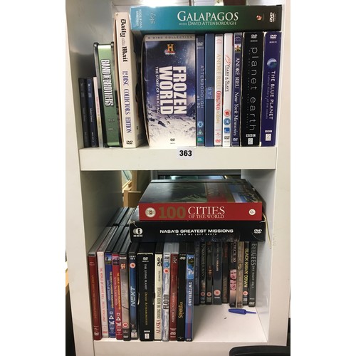 363 - TWO PIGEONHOLES OF DVD FILMS AND BOX SETS INCLUDING PLANET EARTH, BAND OF BROTHERS