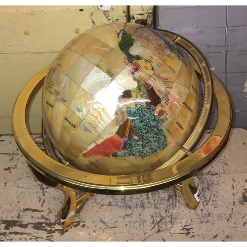 362 - SEMI PRECIOUS STONE TERRESTRIAL GLOBE