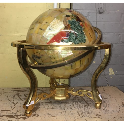 362 - SEMI PRECIOUS STONE TERRESTRIAL GLOBE