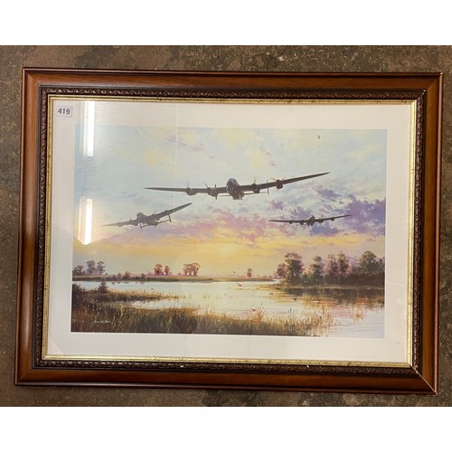 419 - SIMON W ATACK PRINT ENTITLED DAM BUSTERS SETTING OFF FRAMED AND GLAZED