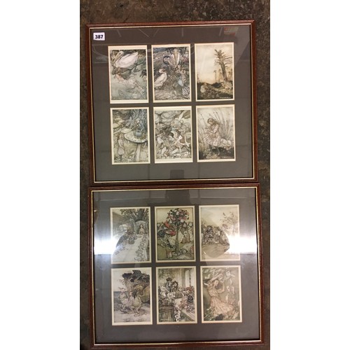 387 - PAIR OF ALICE IN WONDERLAND COLLAGE PRINTS BY ARTHUR RACKHAM FRAMED AND GLAZED