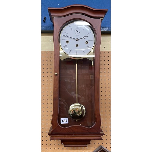 434 - KIENINGER PENDULUM CHIMING WALL CLOCK WITH MANUAL