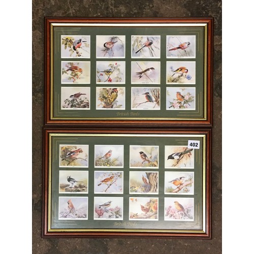 402 - PAIR OF MOUNTED BIRDS OF BRITAIN IMPERIAL COLLECTION TOBACCO CARDS FRAMED AND GLAZED