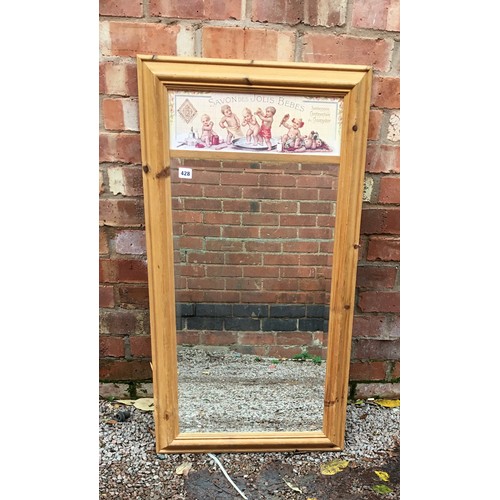 428 - PINE LONG MIRROR WITH ADVERTISING PANEL