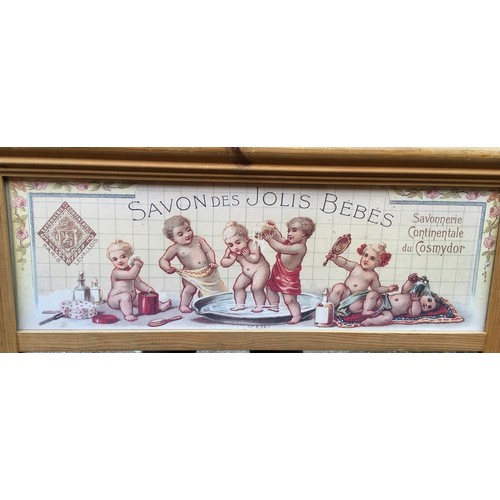 428 - PINE LONG MIRROR WITH ADVERTISING PANEL