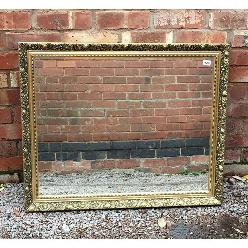 424 - GILT FRAMED OBLONG MIRROR WITH BEADED TRIM