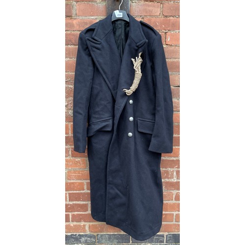 231 - FIREMANS WOOL LONG COAT WITH KNOTTED ROPE LAPEL