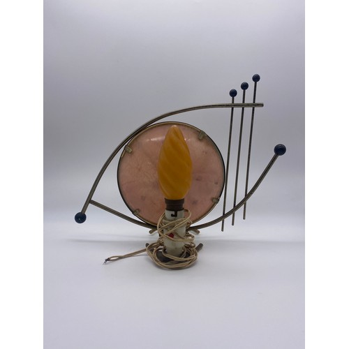 551 - VINTAGE BUTTERFLY DIORAMA EYE SHAPED LAMP WITH WIRE CHERRY FINIALS