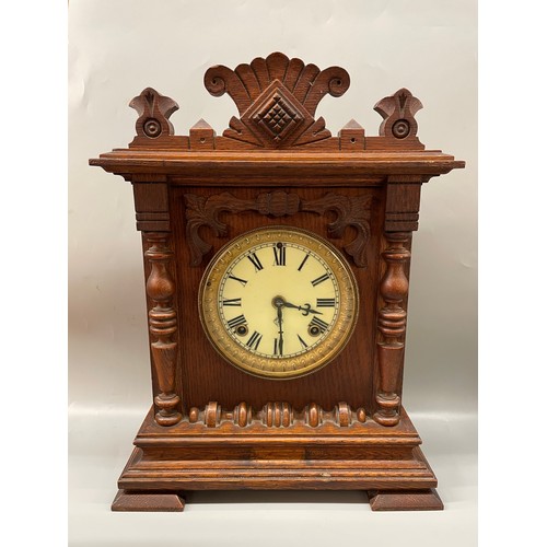 441 - OAK CASED ANSONIA MANTLE CLOCK 41CM H