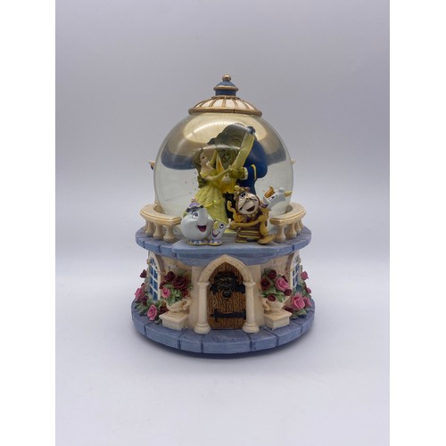 285 - DISNEY BEAUTY AND THE BEAST BE OUR GUEST AND BALLROOM ROSE GARDEN SNOW GLOBE