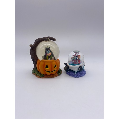 298 - DISNEY EEYORE HALLOWEEN PUMPKIN SNOW GLOBE AND NIGHTMARE BEFORE CHRISTMAS MINIATURE SNOW GLOBE