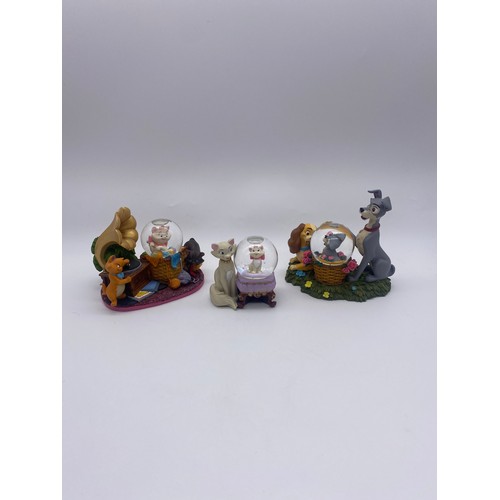 300 - TWO DISNEY ARISTOCATS AND LADY AND THE TRAMP SNOW GLOBES (THREE)