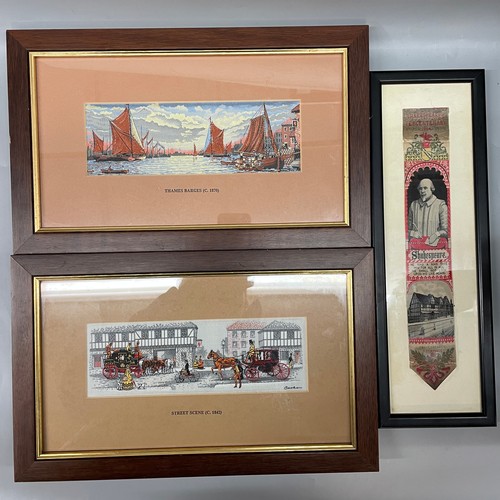 241 - CASH'S WOVEN SILKS INCLUDING THAMES BARGES, STREET SCENE, AND A SHAKESPEARE TERCENTENARY BOOK MARK