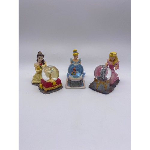 301 - THREE DISNEY PRINCESS MINIATURE SNOW GLOBES