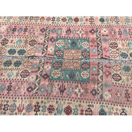 158 - PAIR OF LATE 19TH CENTURY CAUCASIAN PINK GROUND MATCHING CARPET RUNNERS 250CM X 70CM