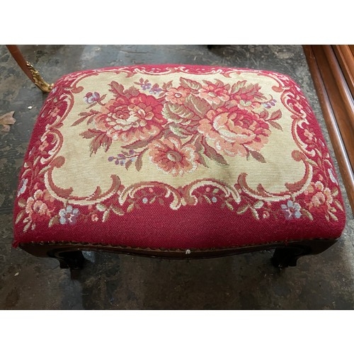 31A - SMALL RED TAPESTRY FOOT STOOL