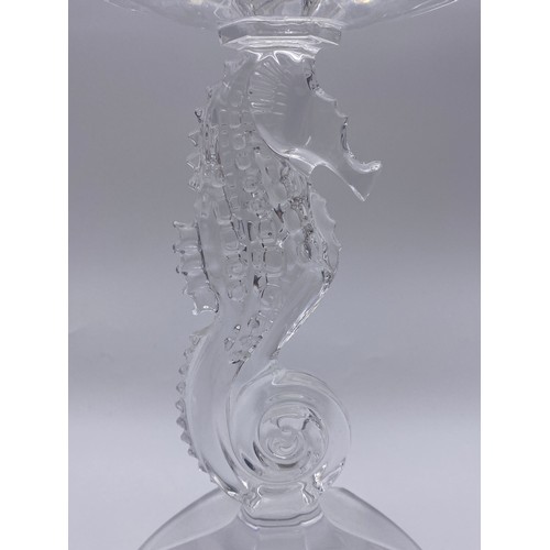 454 - WATERFORD CRYSTAL SEAHORSE CENTRE PIECE BOWL 30CM H