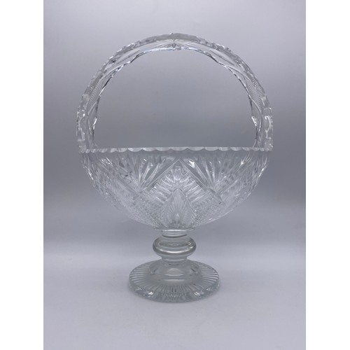 452 - WATERFORD CRYSTAL PEDESTAL BASKET BOWL 35CM H