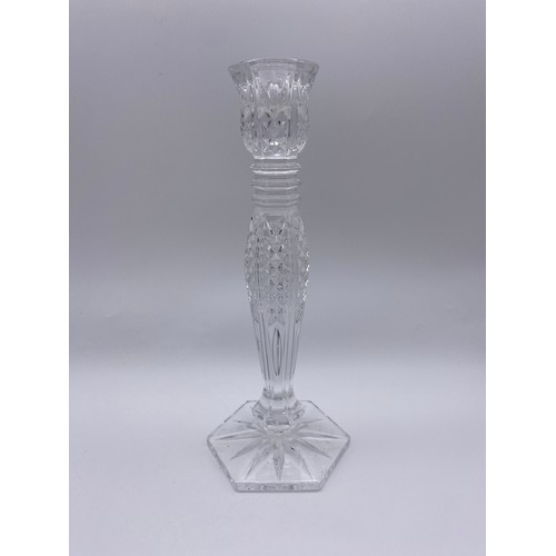 449 - PAIR OF WATERFORD CRYSTAL BETHANY CANDLE STICKS 25CM H