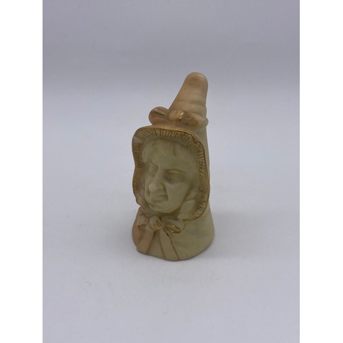 545 - ROYAL WORCESTER BLUSH IVORY FIGURAL CANDLE SNUFFER (SLIGHT CHIP)