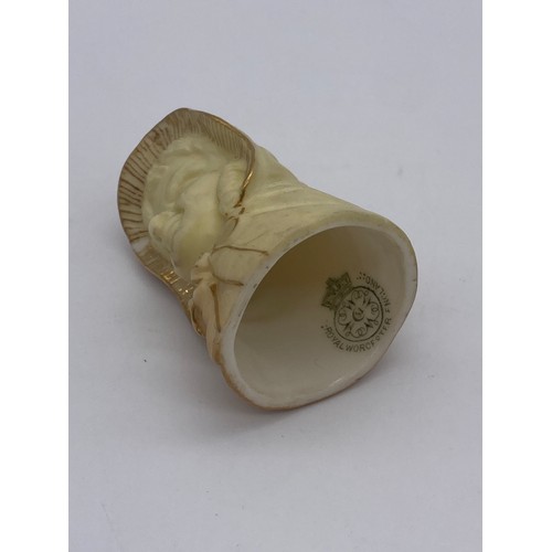 545 - ROYAL WORCESTER BLUSH IVORY FIGURAL CANDLE SNUFFER (SLIGHT CHIP)