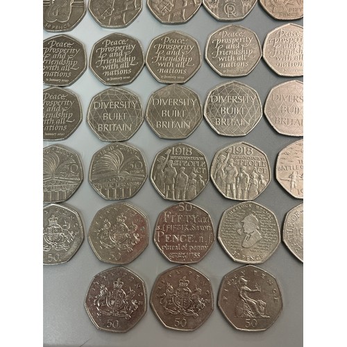 473 - BAG OF 50 PENCE PIECES INCLUDING PETER RABBIT, PADDINGTON, 2012 OLYMPIC GAMES, SHERLOCK HOLMES