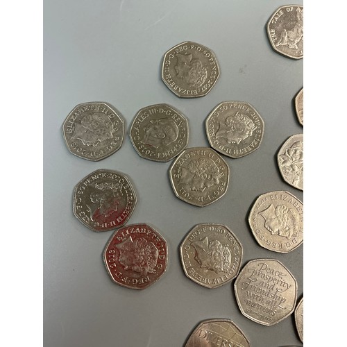 473 - BAG OF 50 PENCE PIECES INCLUDING PETER RABBIT, PADDINGTON, 2012 OLYMPIC GAMES, SHERLOCK HOLMES