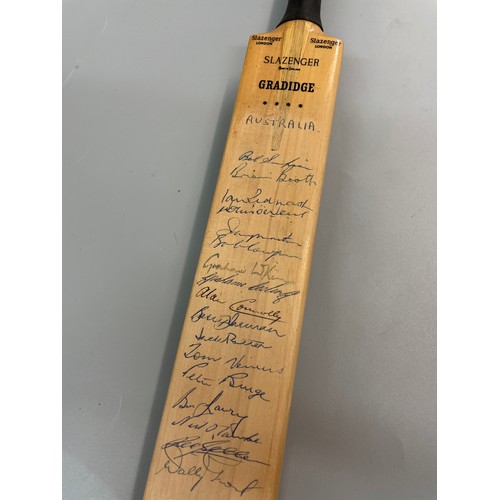 477 - MINIATURE SLAZENGER AUSTRALIAN 1964 TOURING TEAM CRICKET BAT WITH SIGNATURES 44CM