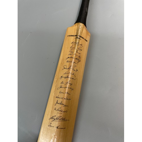 477 - MINIATURE SLAZENGER AUSTRALIAN 1964 TOURING TEAM CRICKET BAT WITH SIGNATURES 44CM