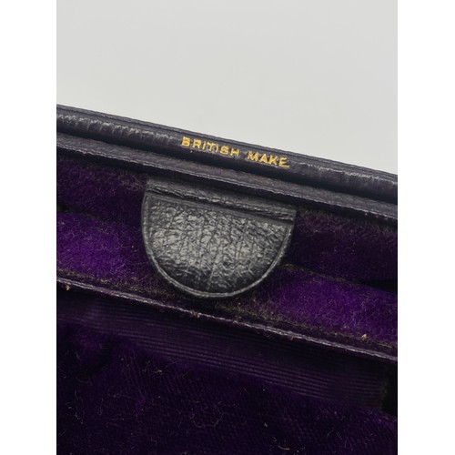 468 - SMALL MOROCCAN LEATHER JEWELLERY BOX WITH PURPLE LINING