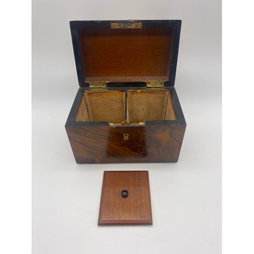 467 - VICTORIAN WALNUT DOMED TOPPED TEA CADDY A/F