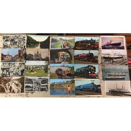 497 - CRATE OF LOOSE POST CARDS INCLUDING BATTLE SHIPS AND TOPOGRAPHICAL EXAMPLES