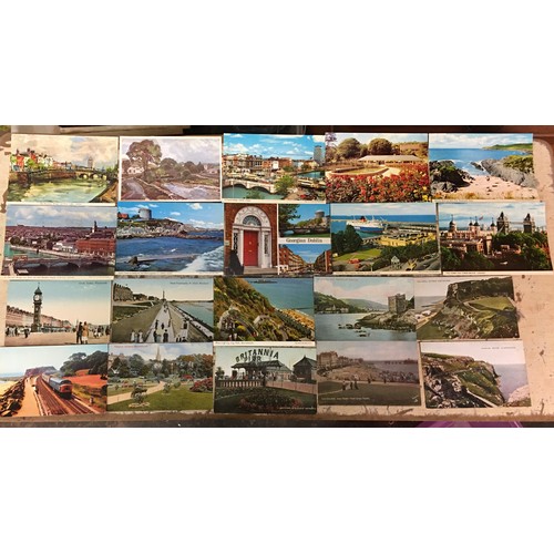 497 - CRATE OF LOOSE POST CARDS INCLUDING BATTLE SHIPS AND TOPOGRAPHICAL EXAMPLES