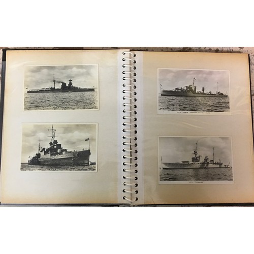 496 - FOUR ALBUMS OF POSTCARDS MAINLY BATTLE SHIPS AND LONDON LANDMARKS