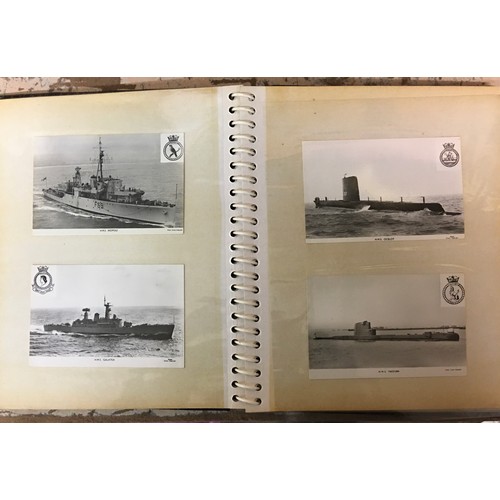 496 - FOUR ALBUMS OF POSTCARDS MAINLY BATTLE SHIPS AND LONDON LANDMARKS