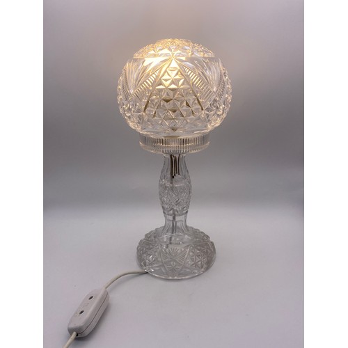 445 - CUT GLASS MUSHROOM TABLE LAMP