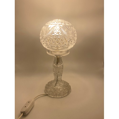 445 - CUT GLASS MUSHROOM TABLE LAMP