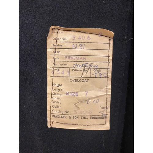 231 - FIREMANS WOOL LONG COAT WITH KNOTTED ROPE LAPEL