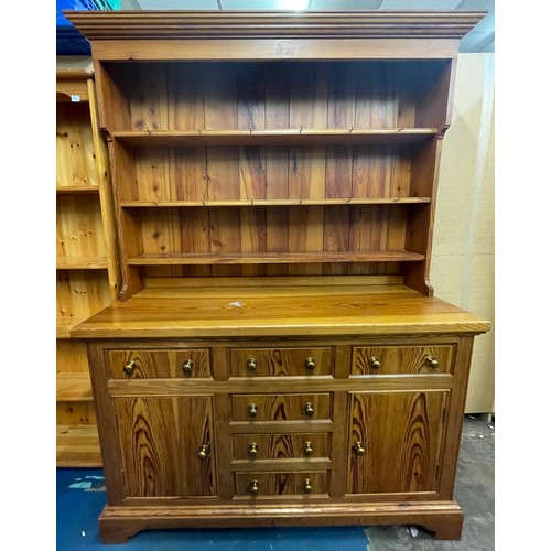 1 - PINE VICTORIAN STYLE FARMHOUSE DRESSER WITH PLATE RACK