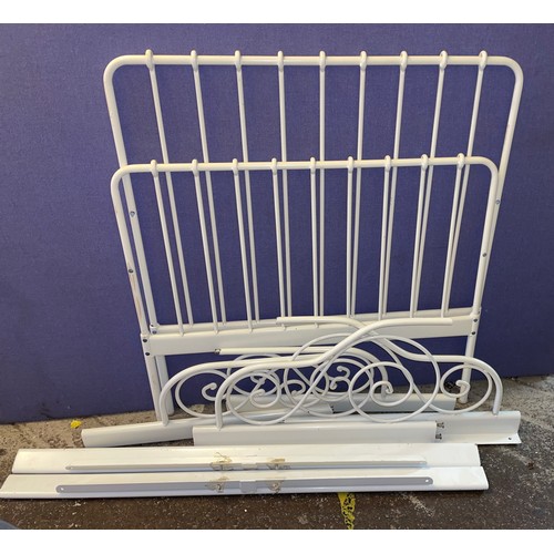 131 - CREAM METAL TUBULAR FRENCH STYLE BED FRAME